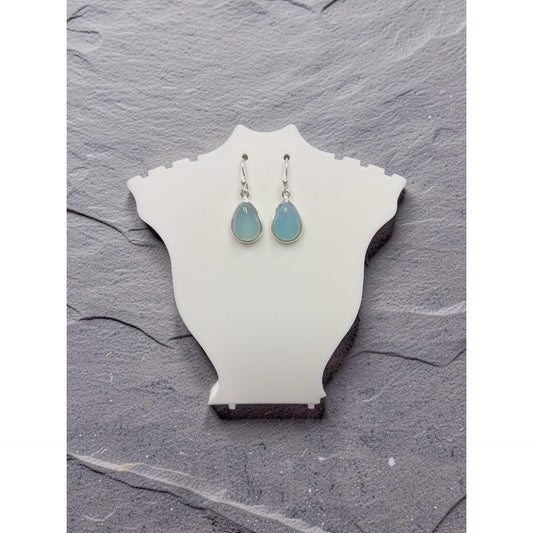 Sterling Silver Blue Stone Teardrop Hook Earrings