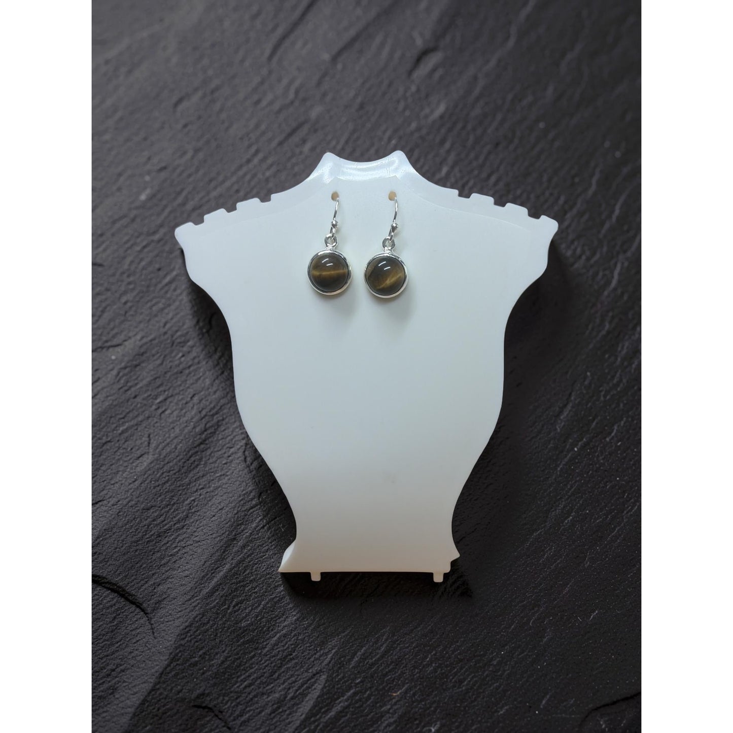 Sterling Silver Tiger's Eye Round Hook Earrings
