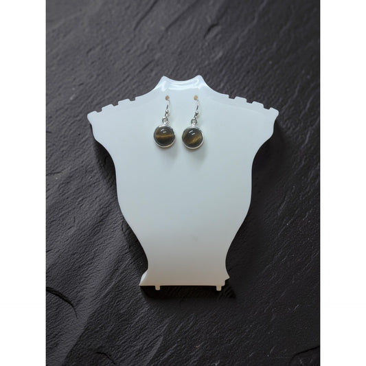 Sterling Silver Tiger's Eye Round Hook Earrings