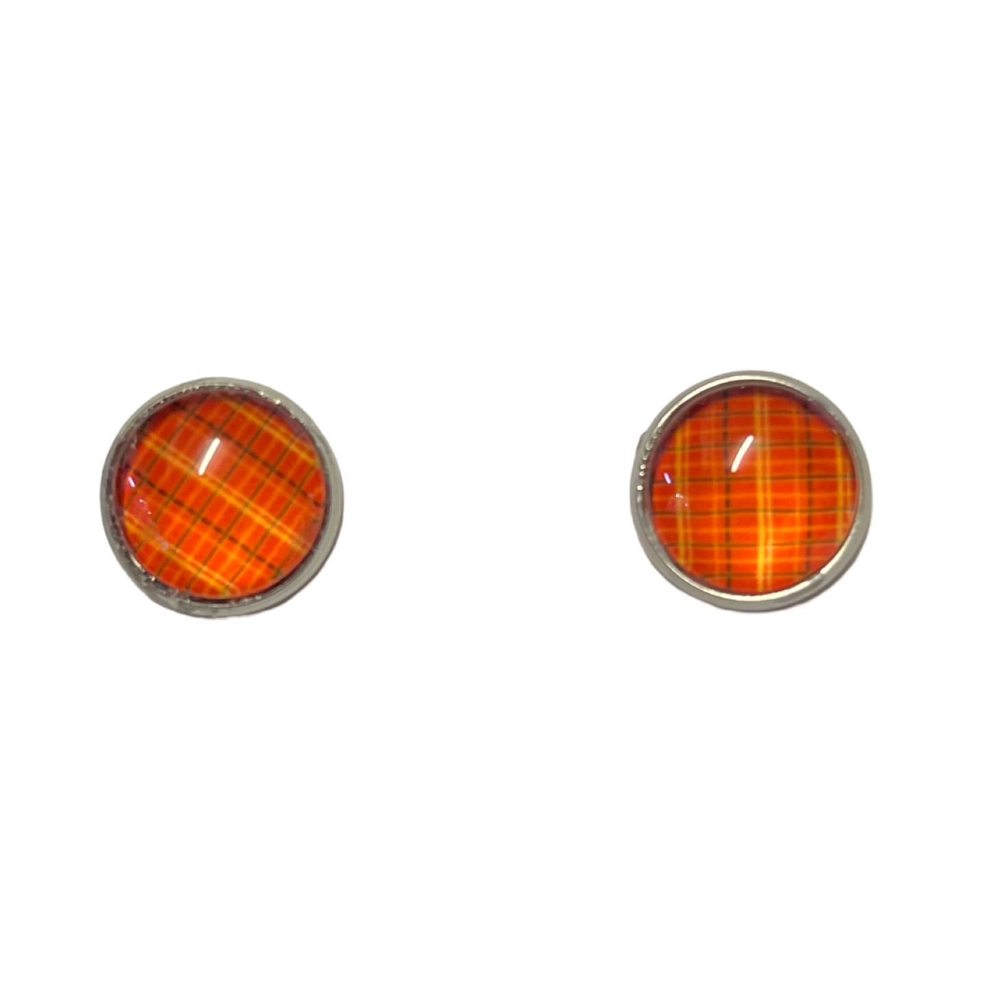 12mm Orange Glass Button Earrings