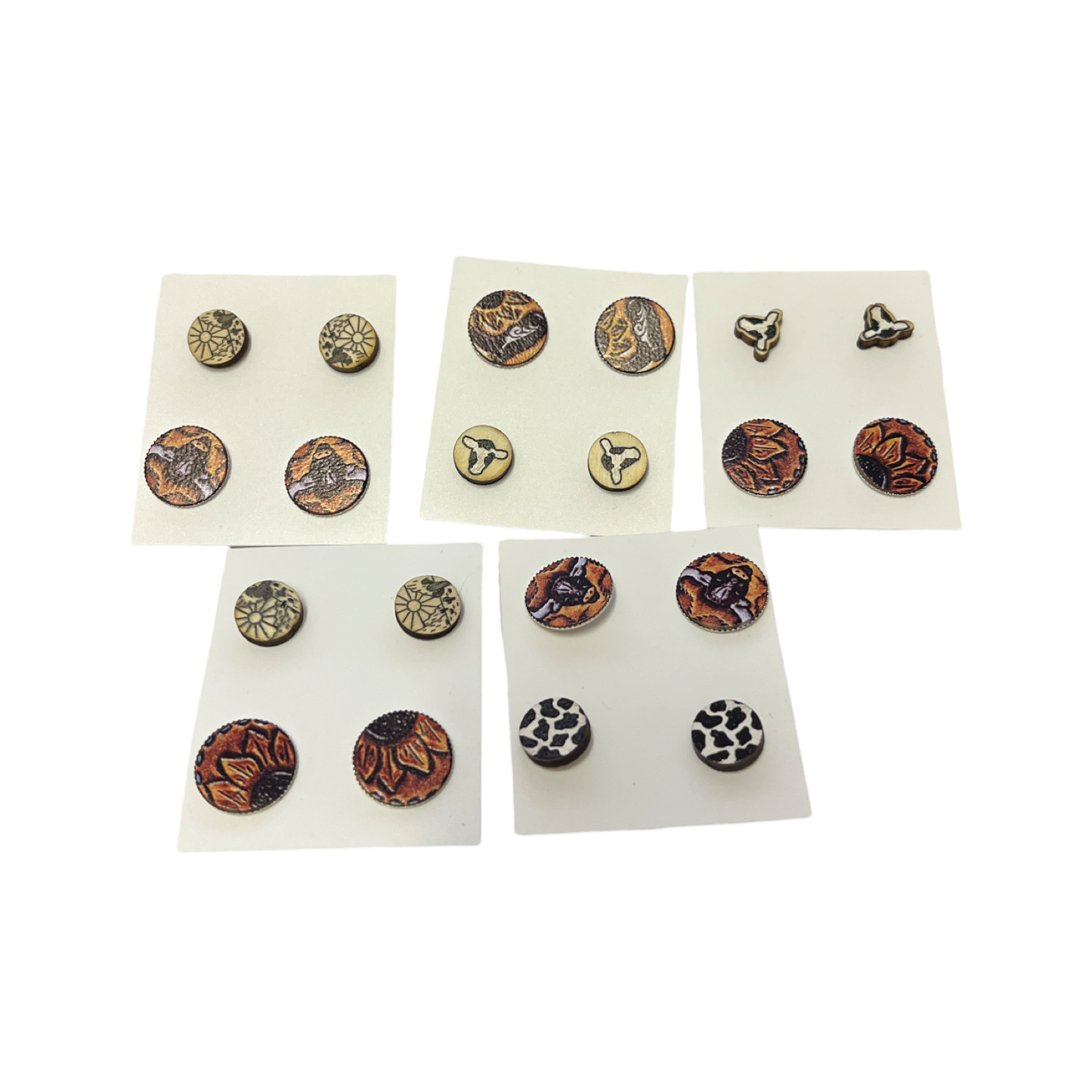 Twin Pack Timber Stud Earrings