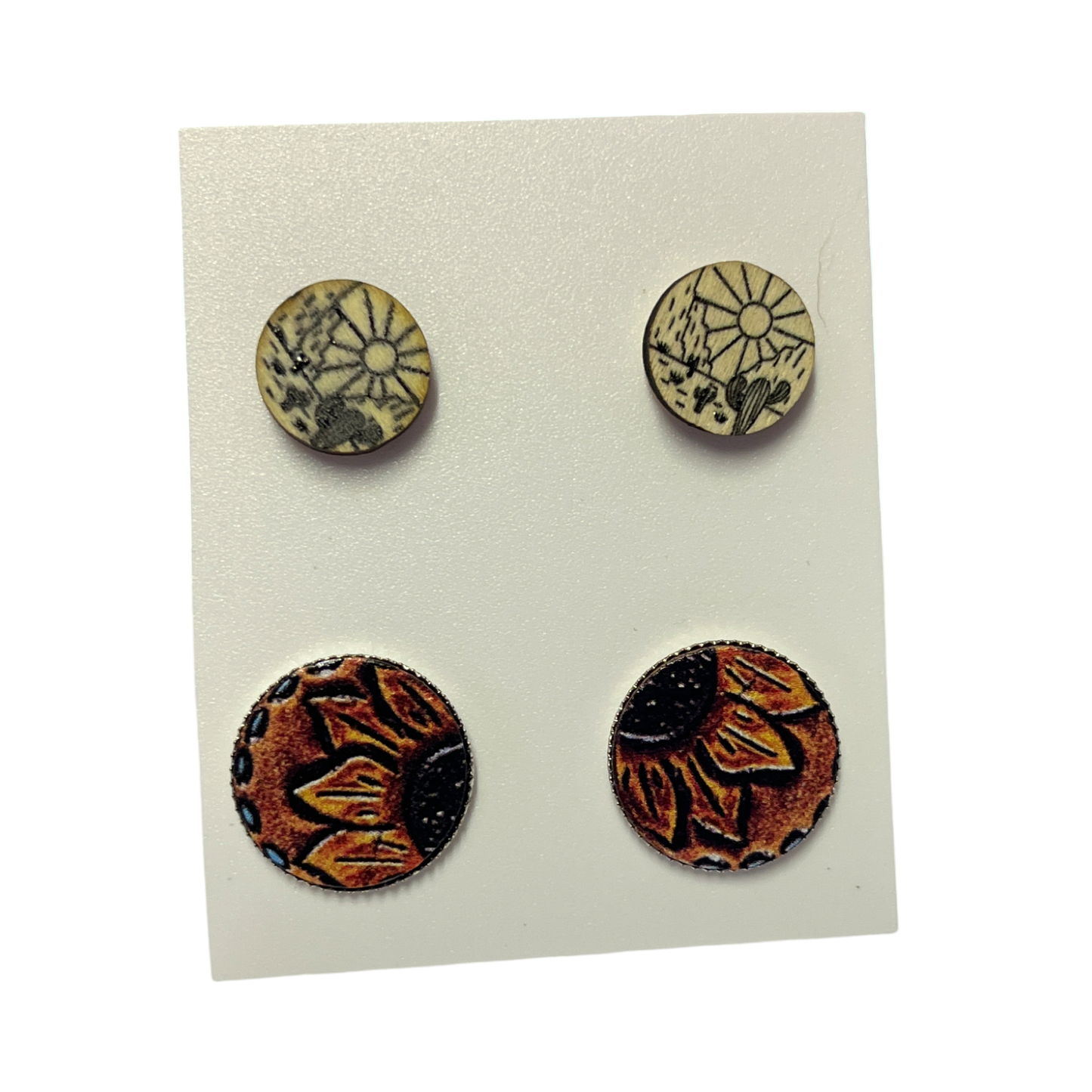 Twin Pack Timber Stud Earrings