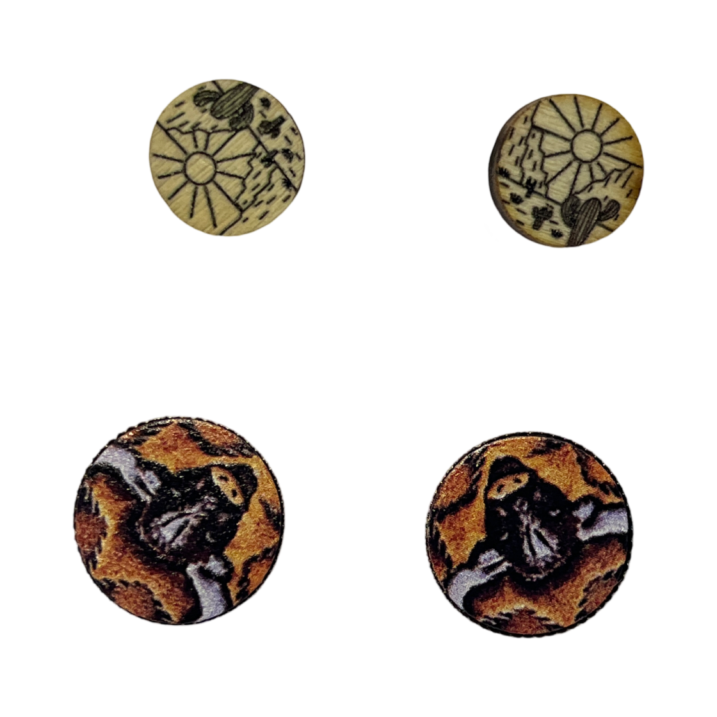 Twin Pack Timber Stud Earrings
