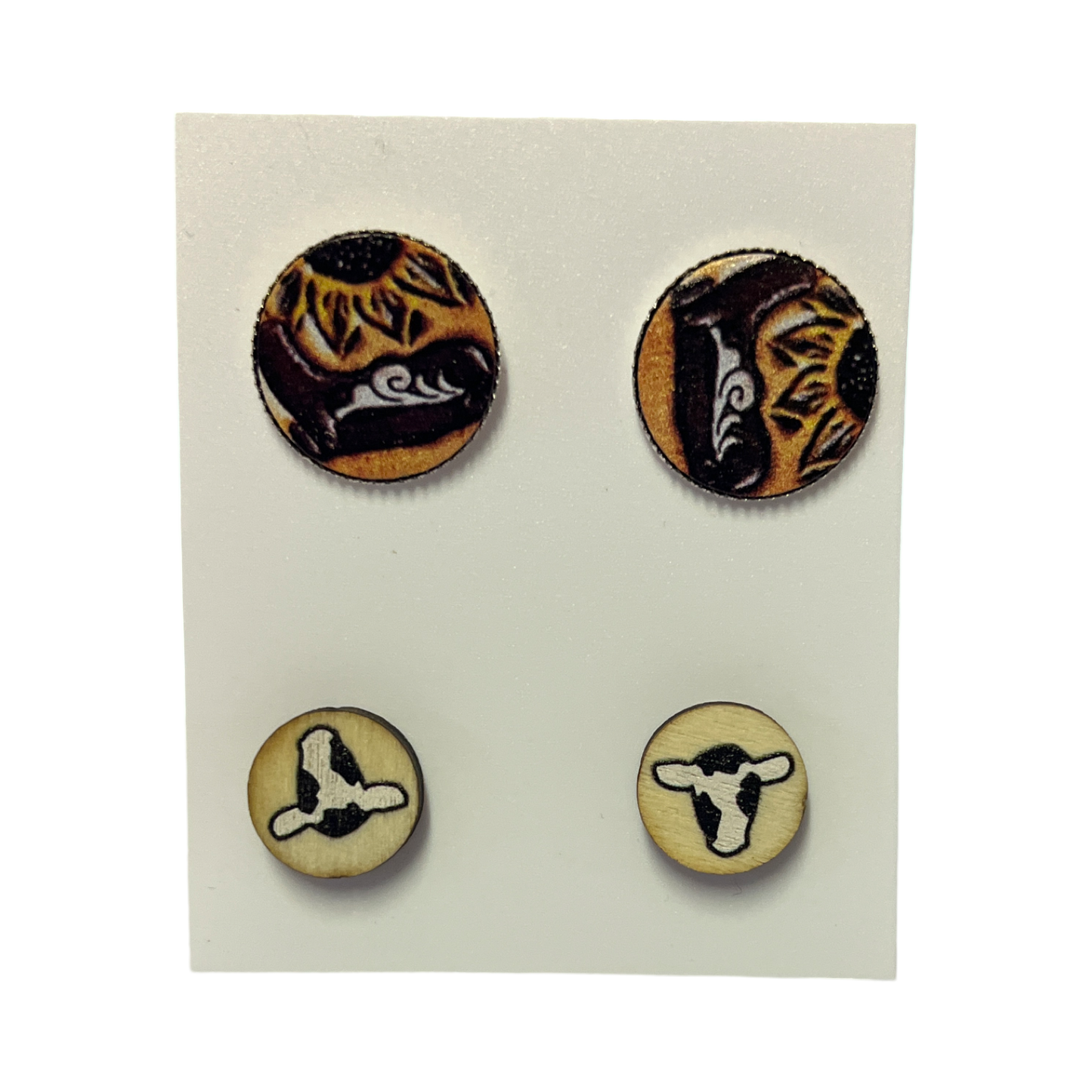 Twin Pack Timber Stud Earrings