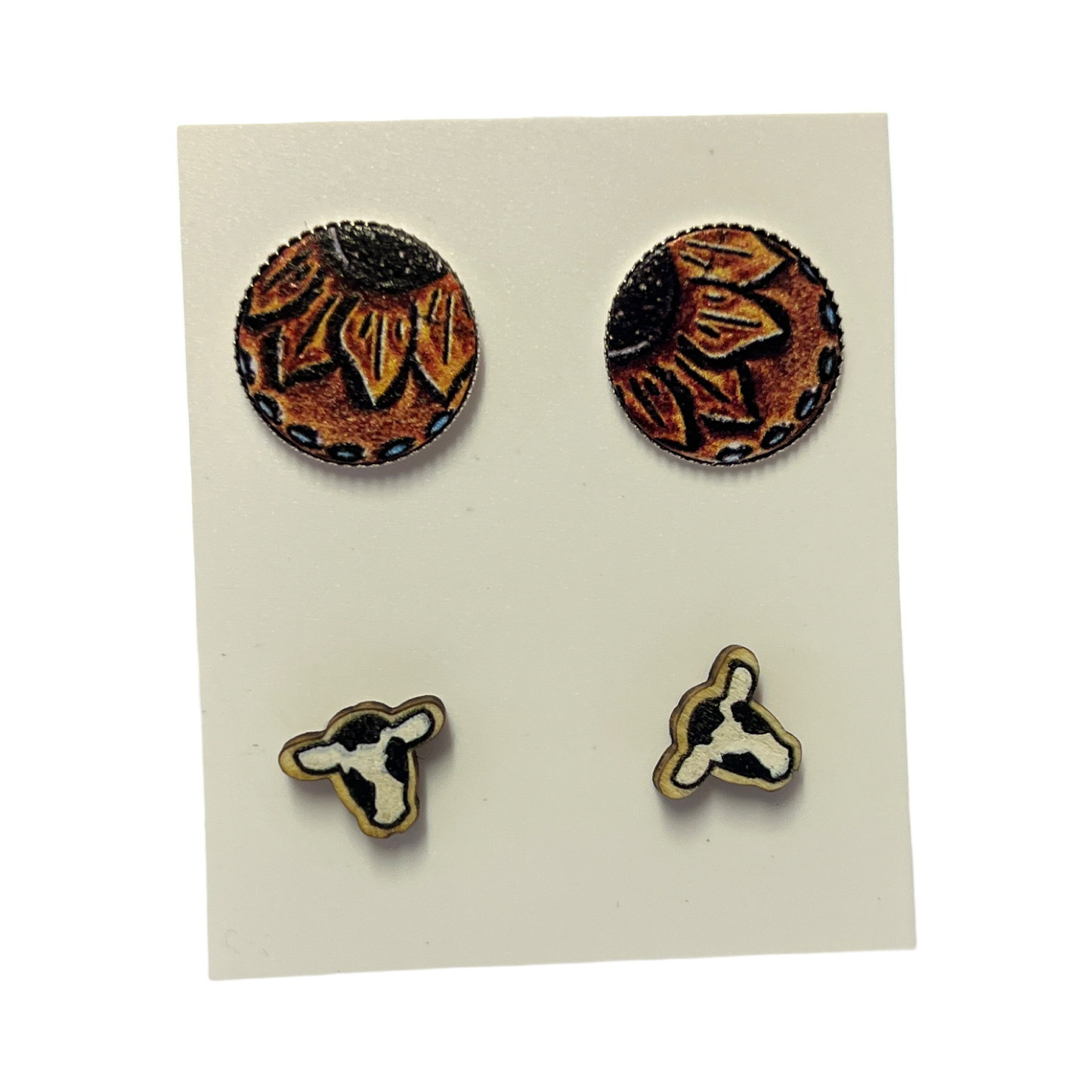 Twin Pack Timber Stud Earrings