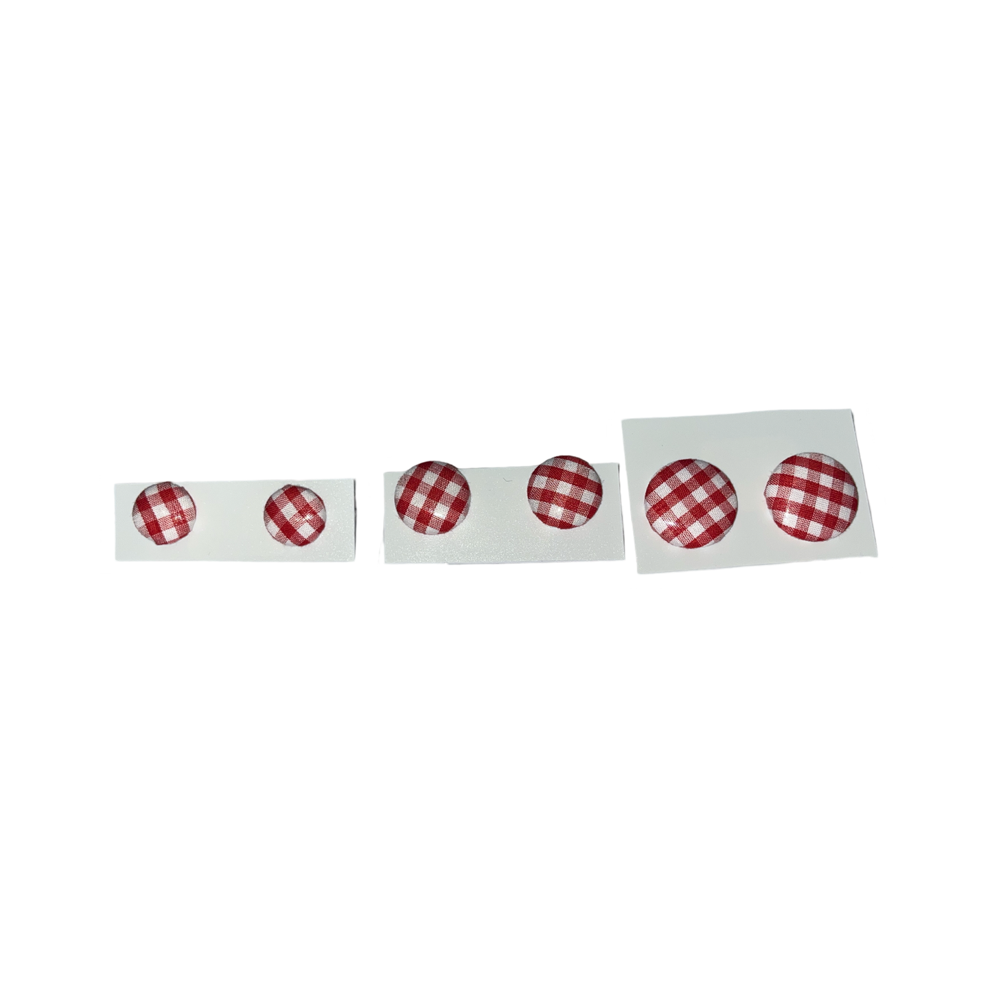 Red Gingham Check Fabric Earrings