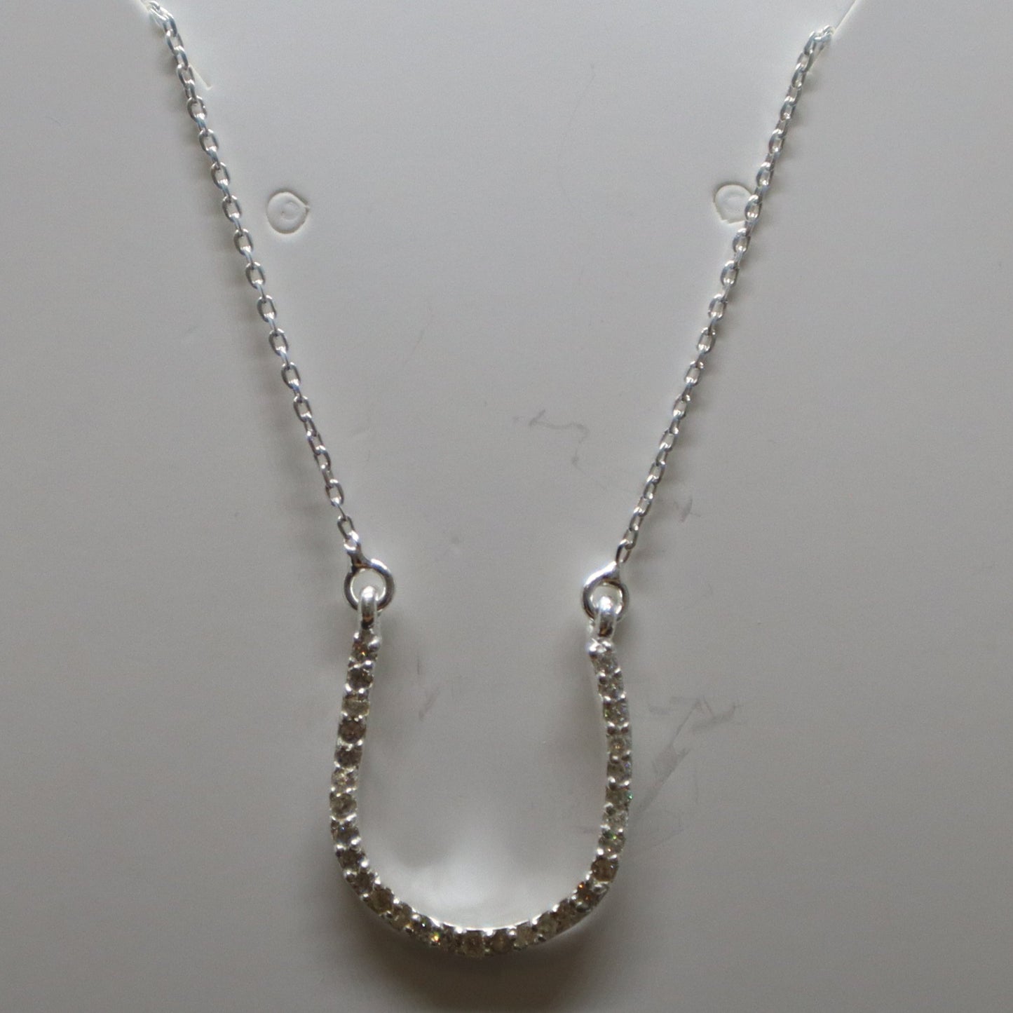 Horse Shoe with Crystals Necklace Sterling Silver