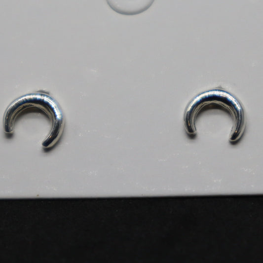 Small Moon Shape Sterling Silver Stud Earring
