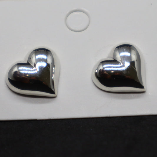 Solid Sterling Silver Heart Studs