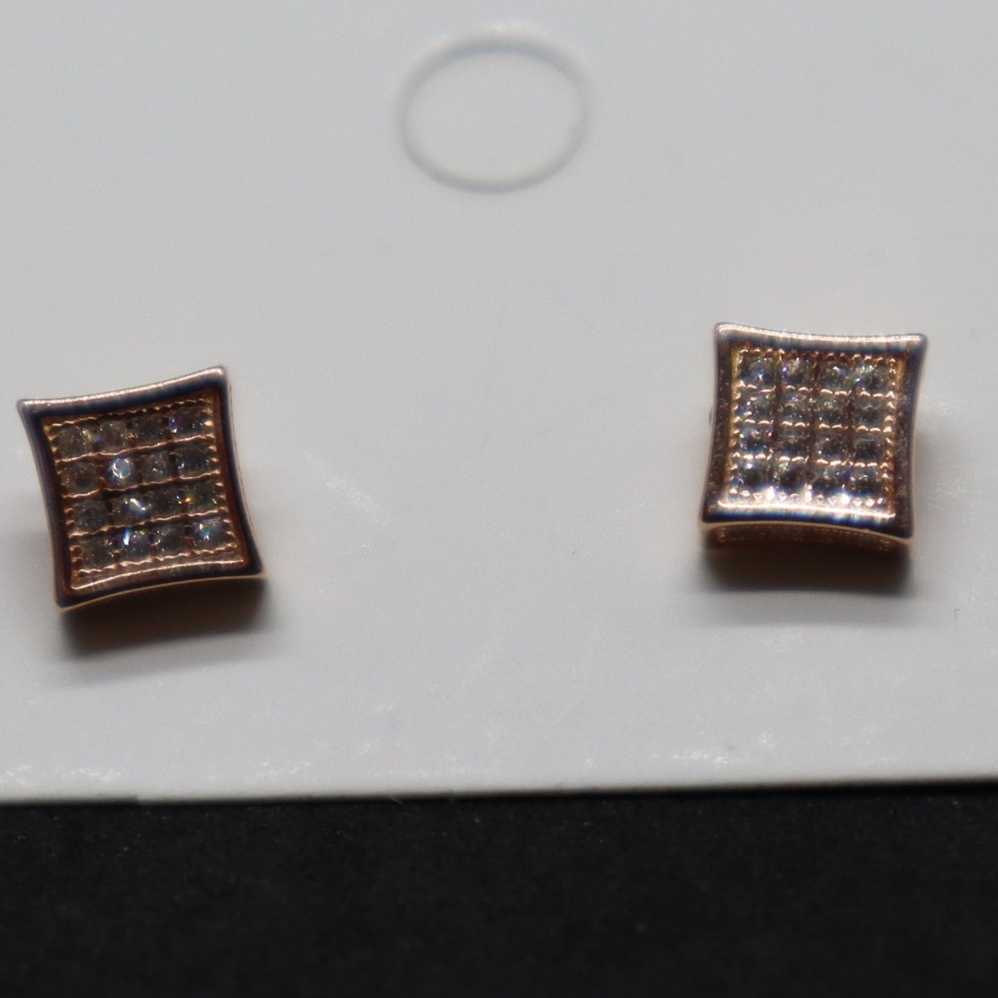 Square Rose Gold with Crystal Studs