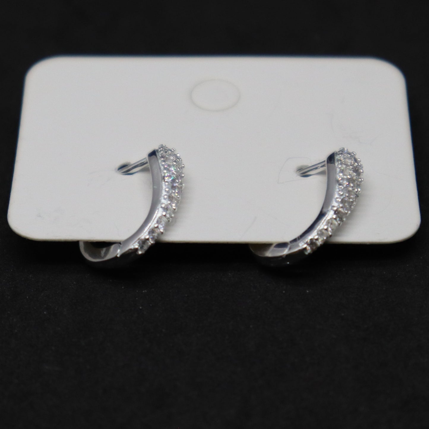Sterling Silver Stirrup Huggies with Crystals