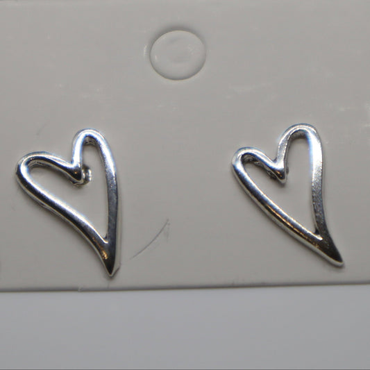 Large Heart Sterling Silver Stud Earring