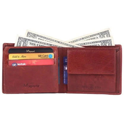 MS12 Genuine Cowhide Leather Men’s Slim Line Sport Wallet