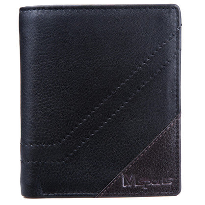 MS6 Genuine Cowhide Leather Men’s Sport Wallet – Black