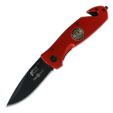 MTech Folding Knife (MX8017F) – Fire Dept Medallion – Glass Breaker & Seatbelt Cutter