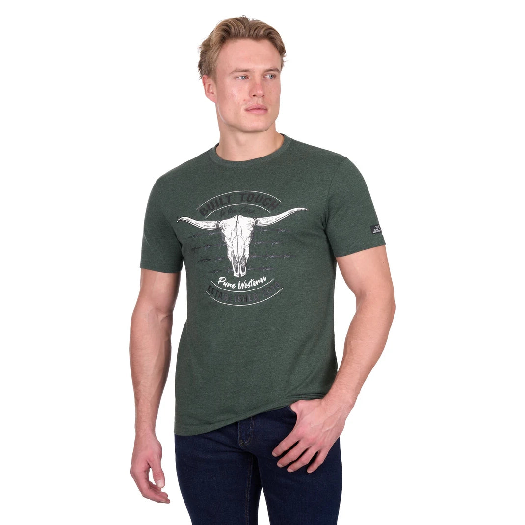 Pure Western Men’s Frank T-Shirt – Green Marle