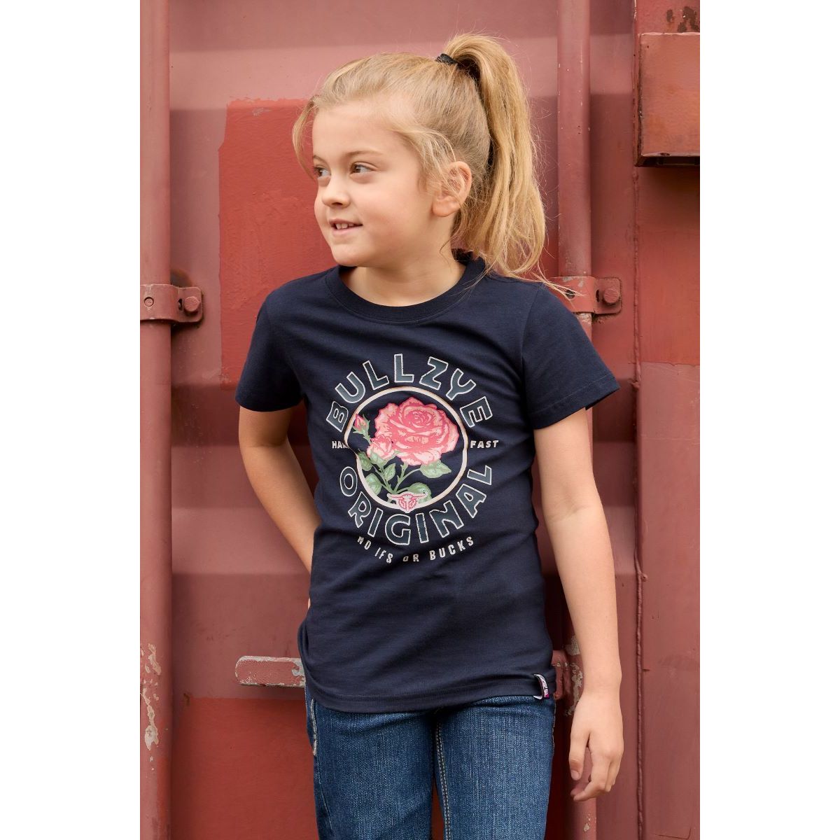 Bullzye Girls Rose Short Sleeve Tee – Navy