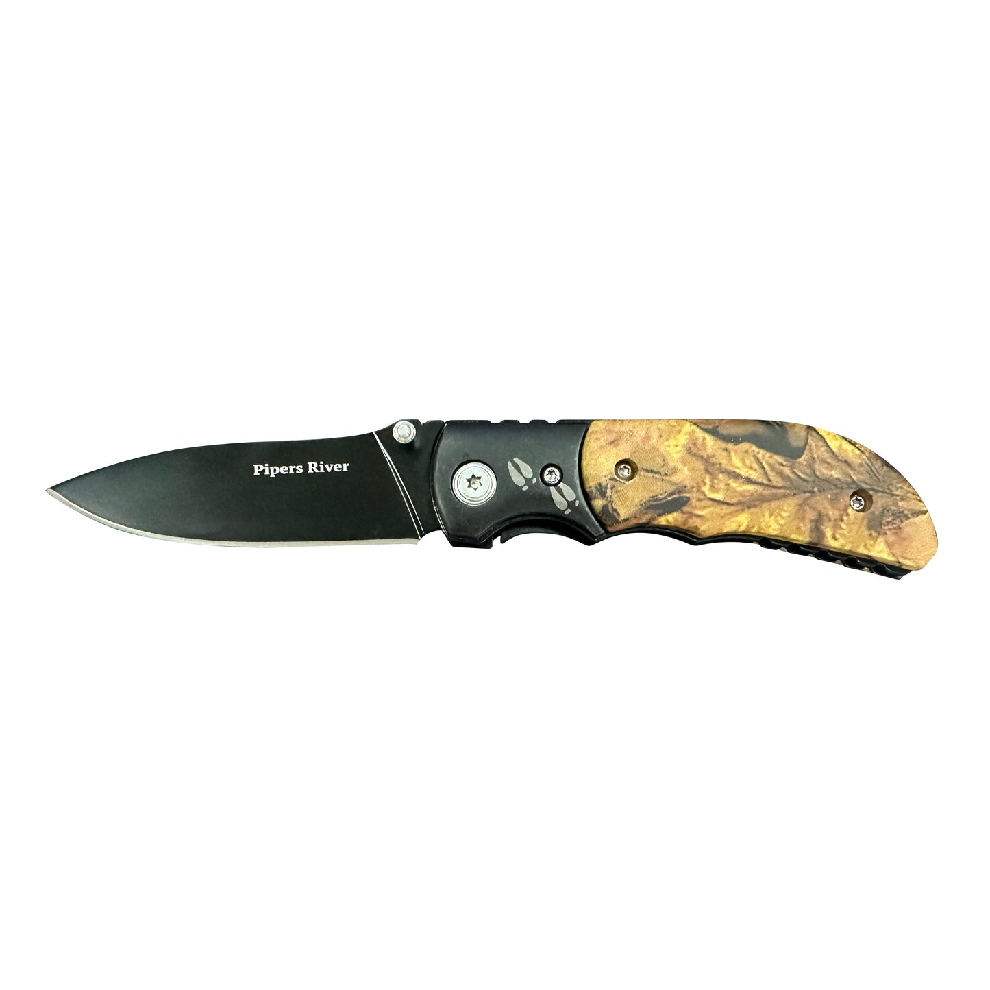Camo Pocket Knife – Deer Feet Imprint Folder