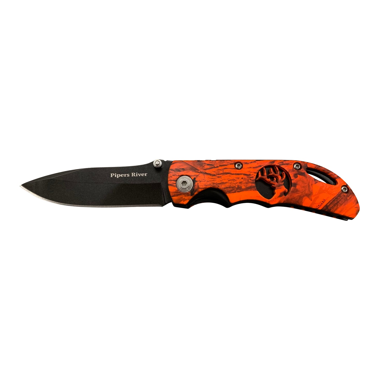 Orange Camo Pocket Knife – Elk Cutout Folder