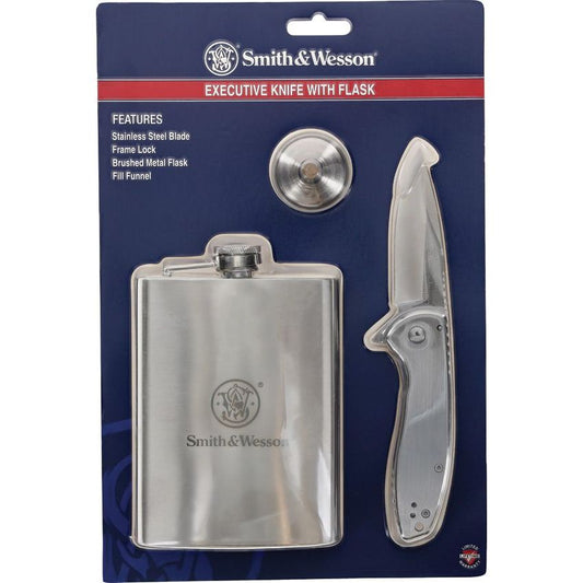 Smith & Wesson Executive Linerlock + Flask Gift Set