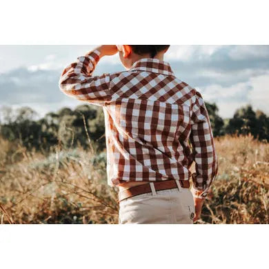 Boys Dress Shirt – Large Bronze Check