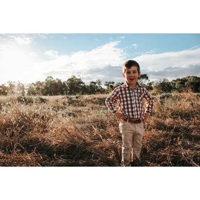 Boys Dress Shirt – Large Bronze Check