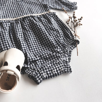 Baby Girls LS Nora Playsuit – Navy Check