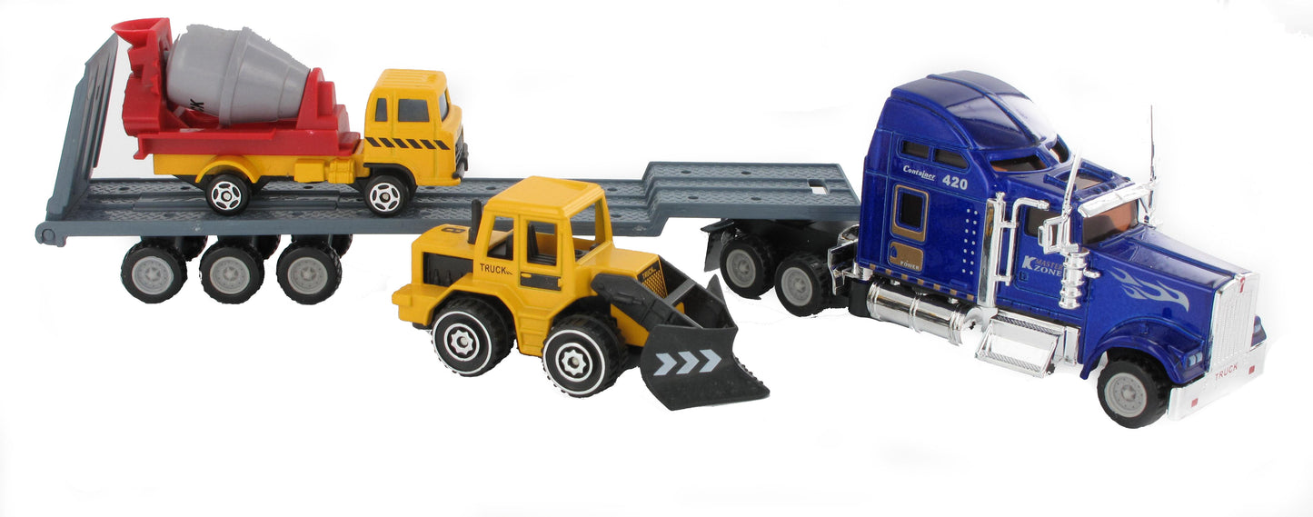 🚛 Semi Trailer Truck Set – Tanker, Coal Truck, Cattle Truck & Shipping Container