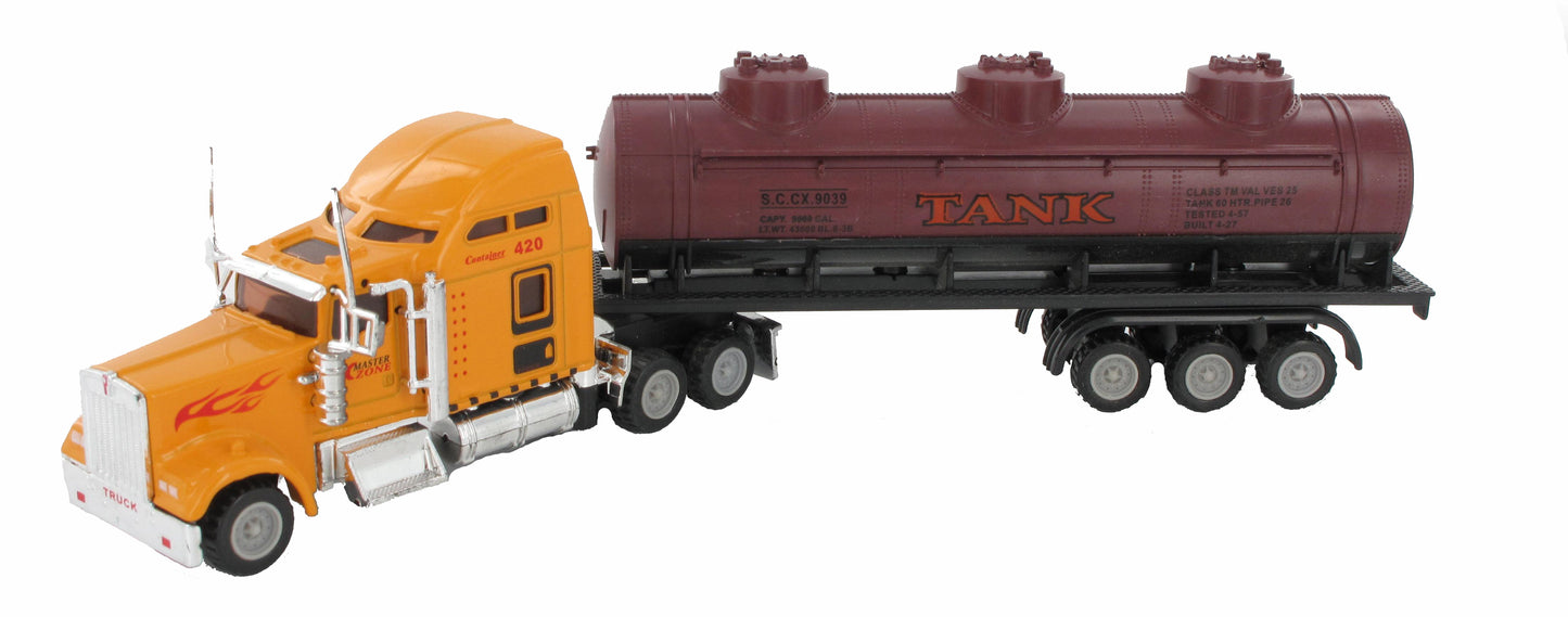 🚛 Semi Trailer Truck Set – Tanker, Coal Truck, Cattle Truck & Shipping Container