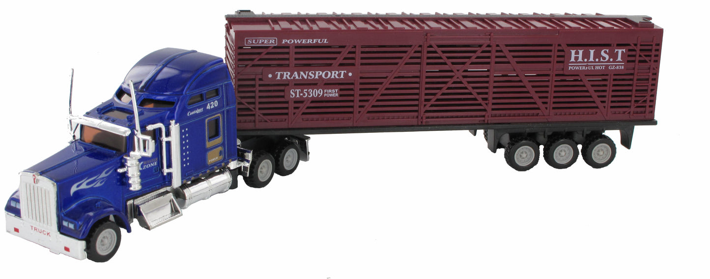 🚛 Semi Trailer Truck Set – Tanker, Coal Truck, Cattle Truck & Shipping Container