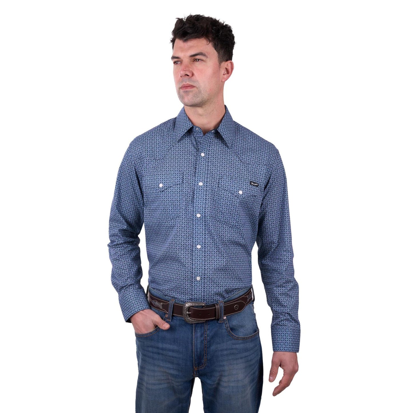 Wrangler – Men’s Theo Print Western Long Sleeve Shirt