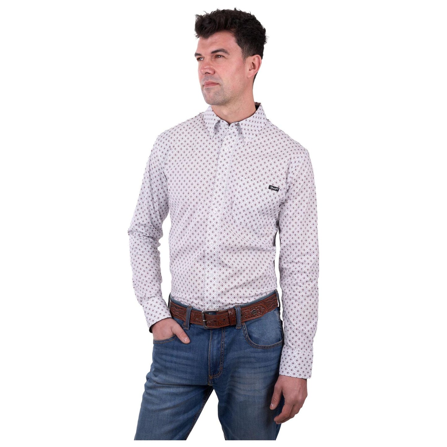 Wrangler -Men’s Knox Print Button Down Long Sleeve Shirt