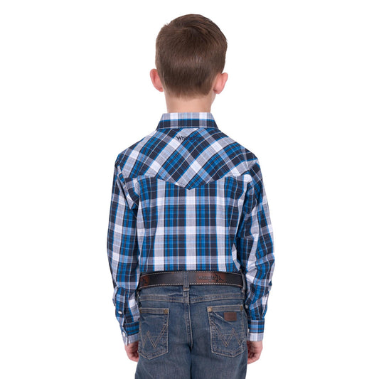 Wrangler Boy’s Tony Check Logo Western Long Sleeve Shirt