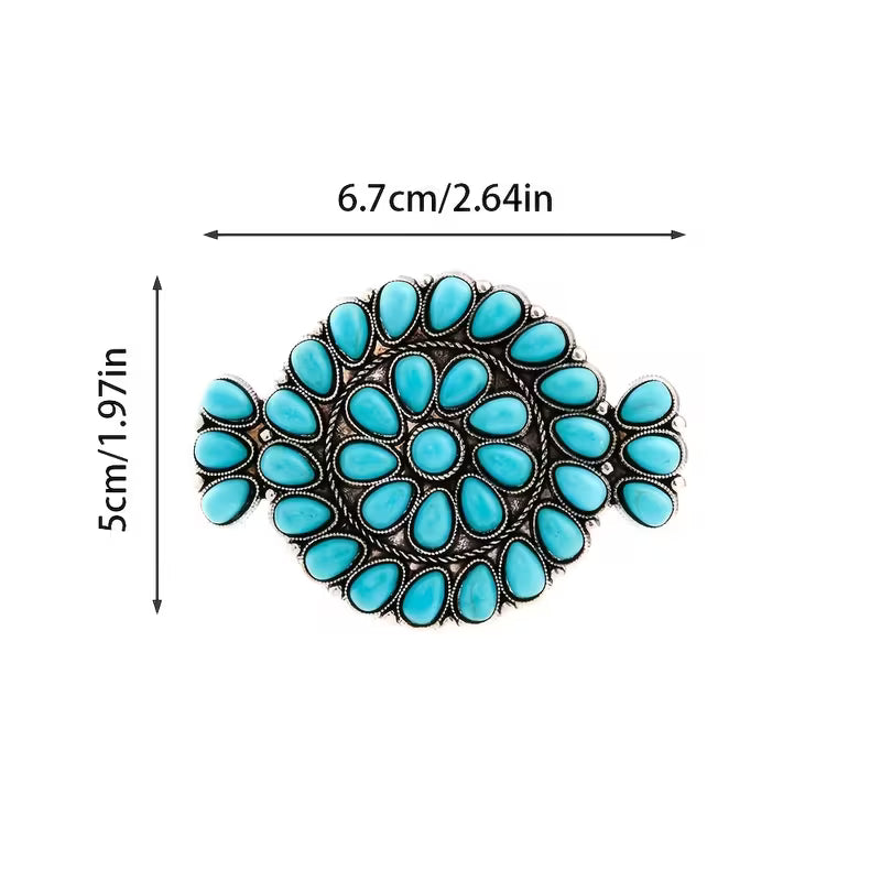 Bohemian Turquoise Floral Hair Clip