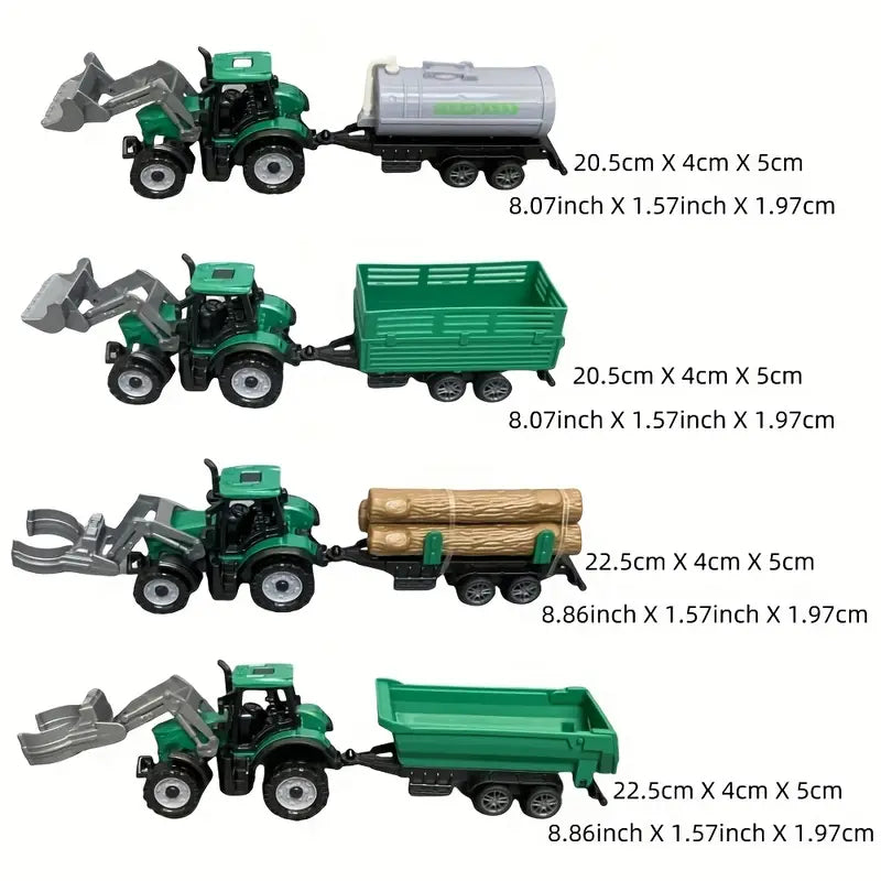 4pcs Agricultural Tractor Set – Green