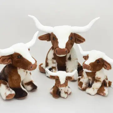 Texas Longhorn Highland Cream Large Brown Cow Soft Toy – 30cm
