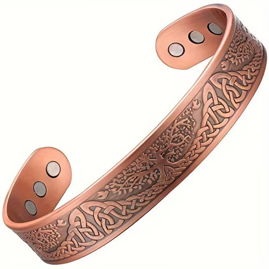 Tree of Life Copper Magnetic Bracelet – Adjustable Solid Copper Cuff