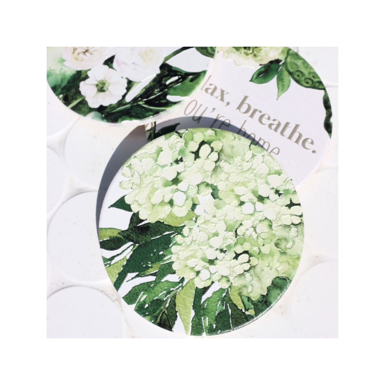 Greenhouse Green Floral Ceramic Coaster Set of 4