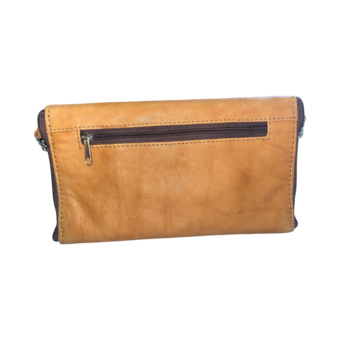 Cowhide Double Spectacle Case - Tan - SPEC010