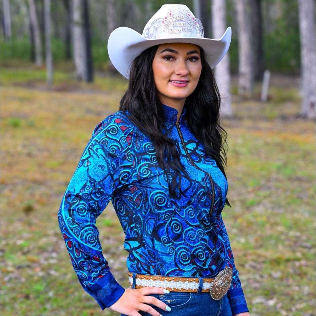 Pure Dust  Equestrian Long Sleeve Shirt 'Brumby Blue'