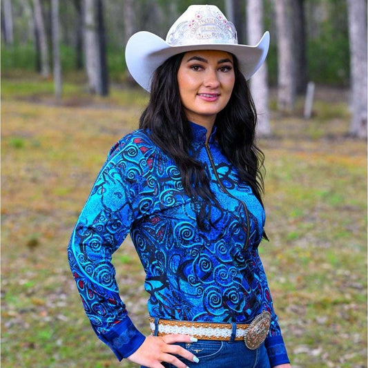 Pure Dust  Equestrian Long Sleeve Shirt 'Brumby Blue'