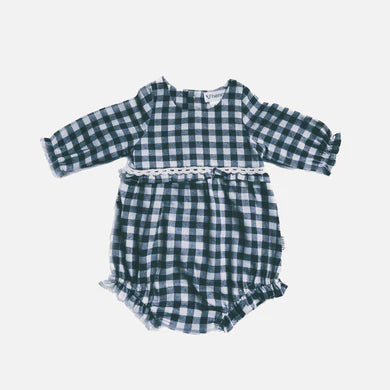 Baby Girls LS Nora Playsuit – Navy Check