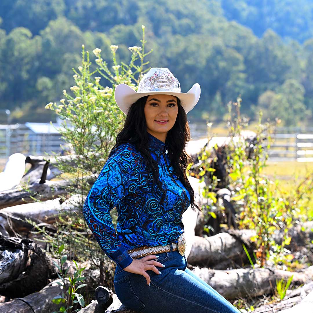Pure Dust Equestrian Long Sleeve Shirt 'Brumby Blue'