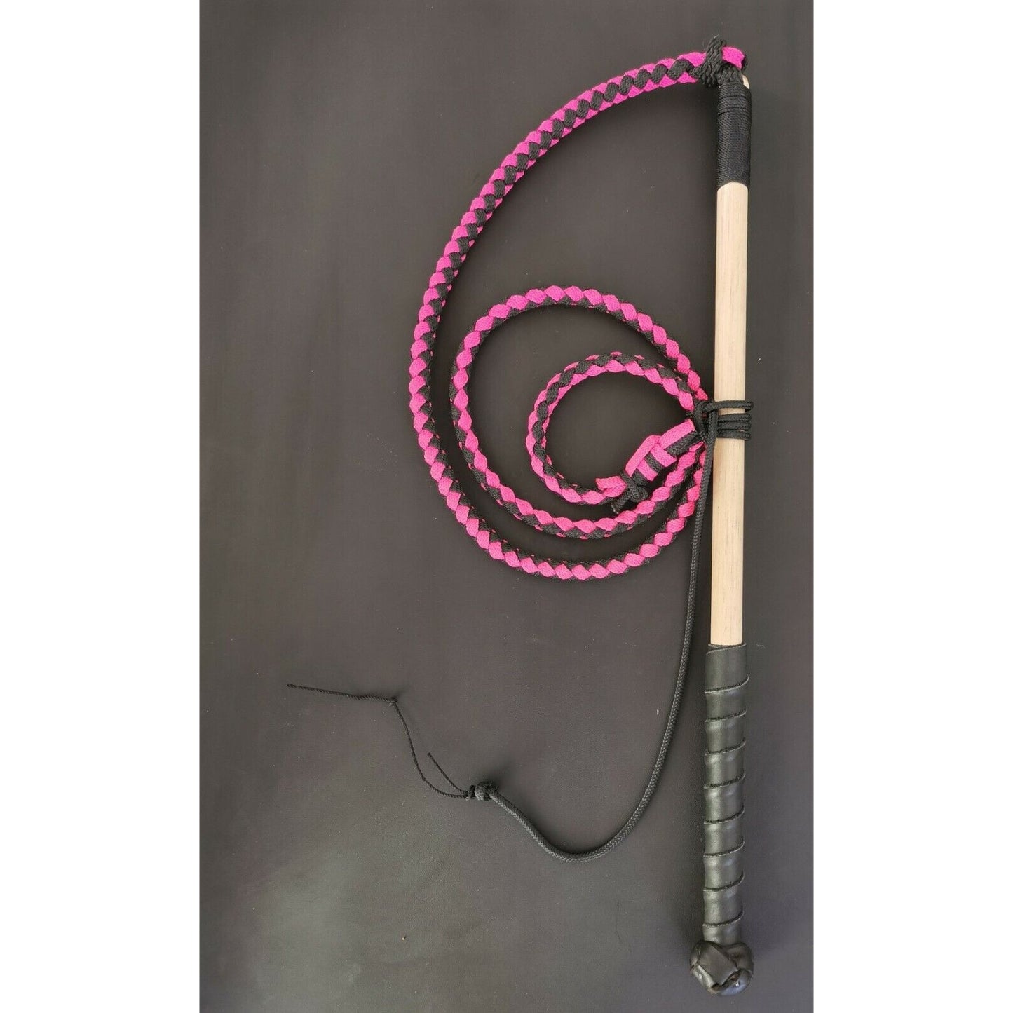 Nylon Stock Whip - Pink Black