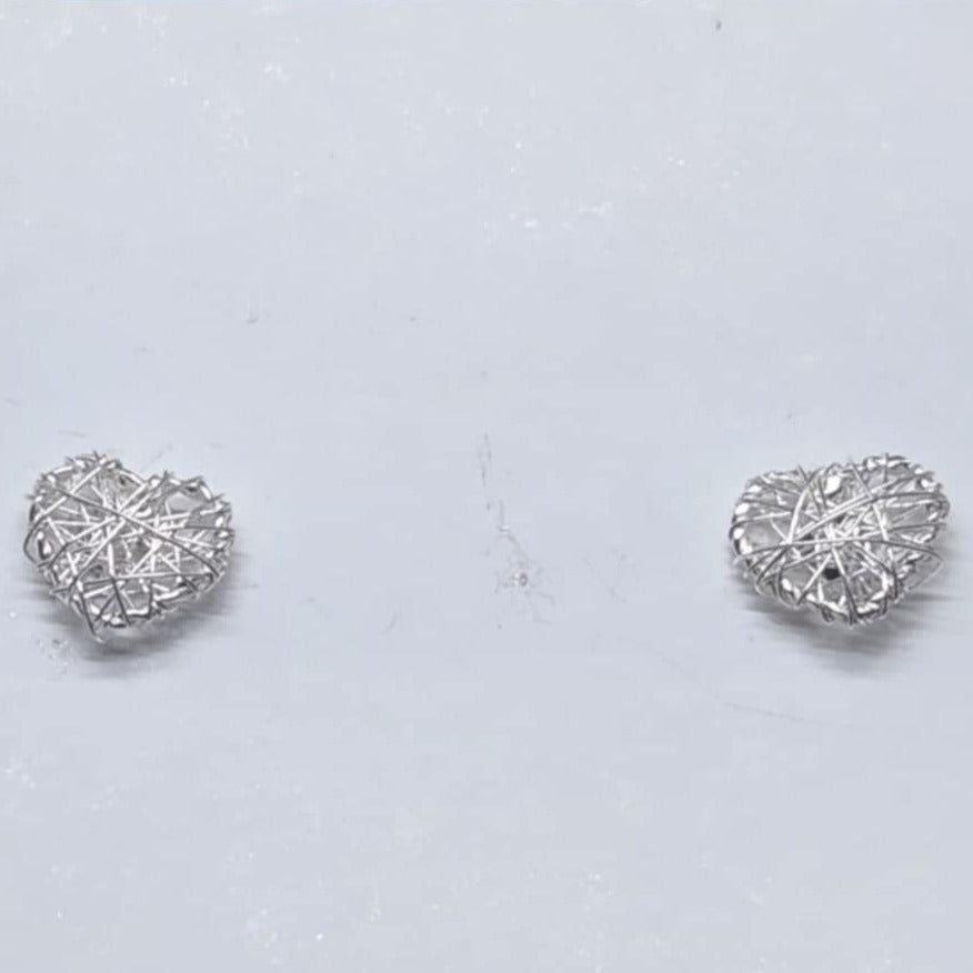 Small Wire Heart Sterling Silver Stud Earring