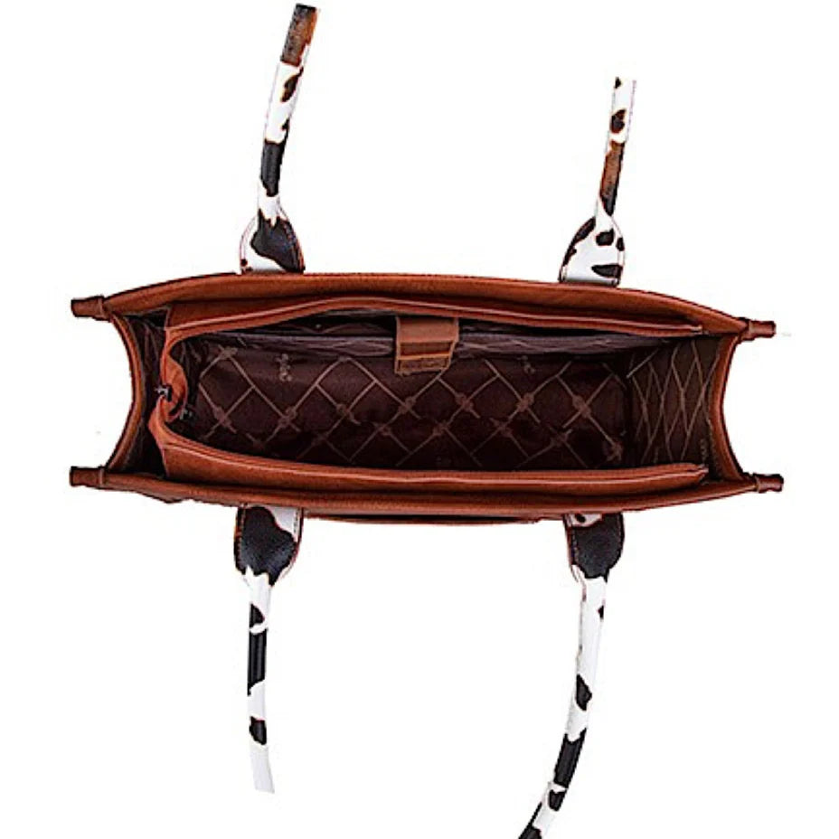 Wrangler Cow Print Tote Bag – Dark Tan