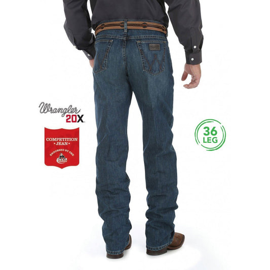 Wrangler – 36" Leg Men's 20X Competition Jean Relaxed Fit – River Wash