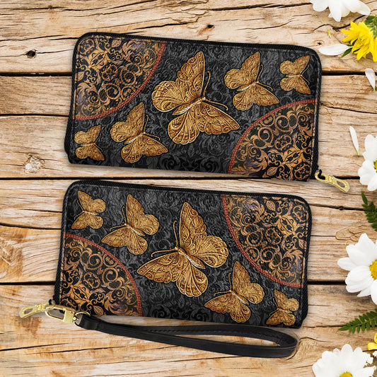 Butterfly Lover Zip Around Leather Wallet