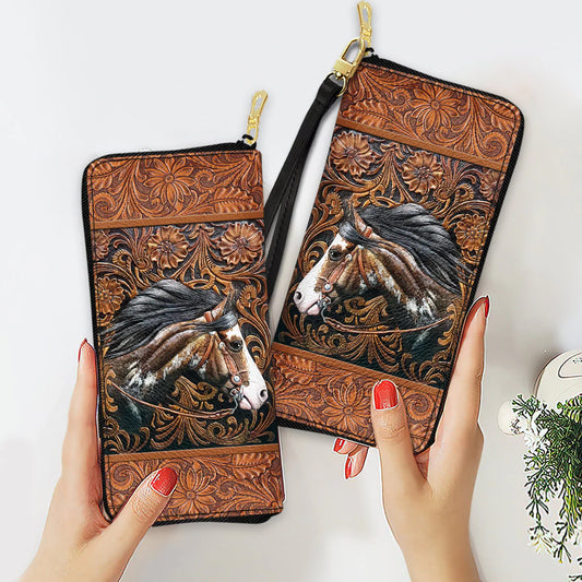 Horse Zip Around Leather Wallet