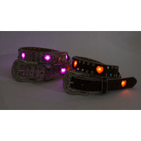 Girls Brown Flashing Heart Lights Belt